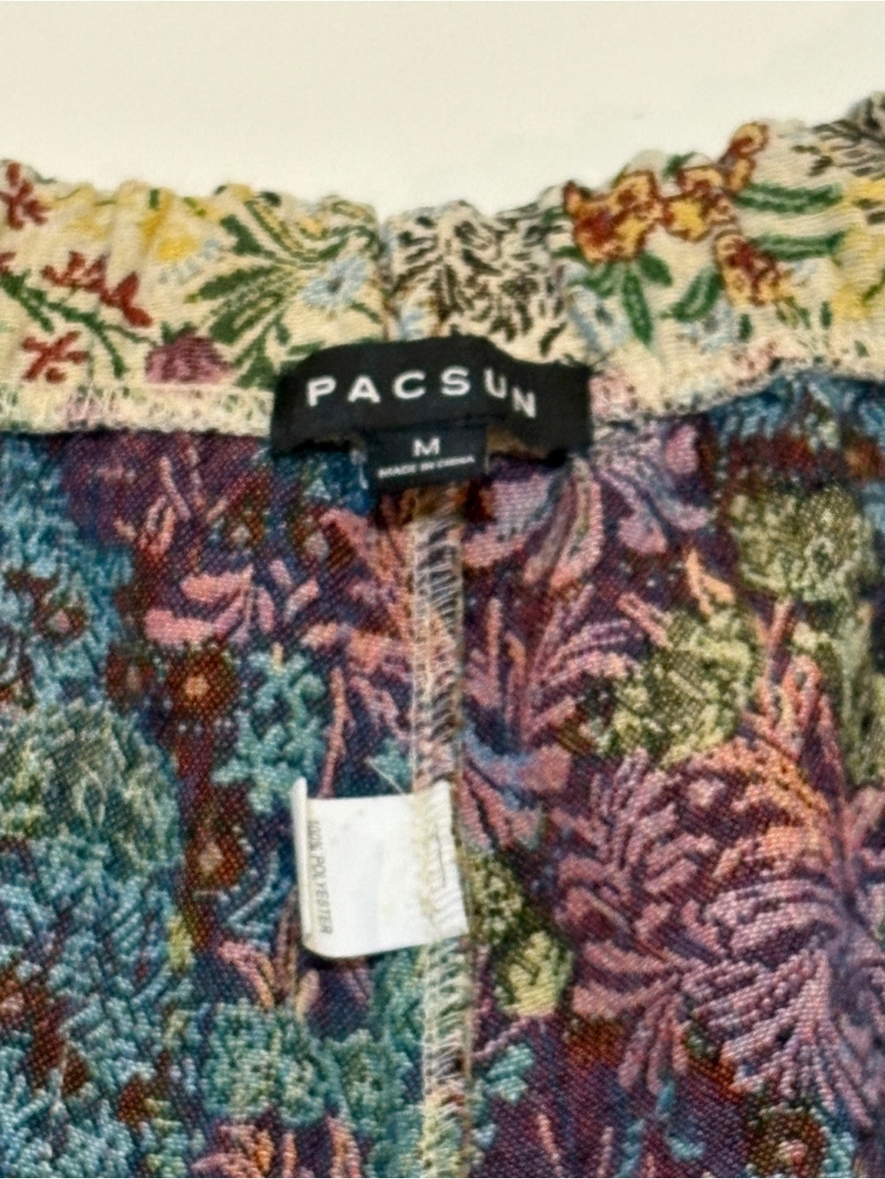 PacSun Purple, Green and Teal Floral Jacquard Shorts with Multicolor Waistband - Picture 3 of 9